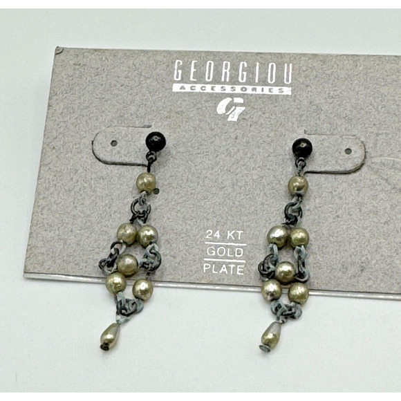 Beautiful Vintage Goldtone Georgiou Etruscan 24 KT GP Chandelier Earrings NEW - Picture 1 of 6